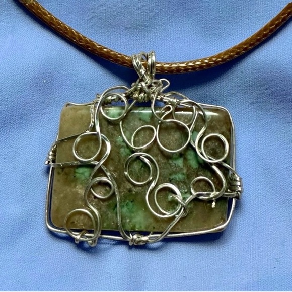 Hand Crafted Jewelry - Idaho Owyhee Jasper handmade wire wrapped pendant with cord.  One of a kind
